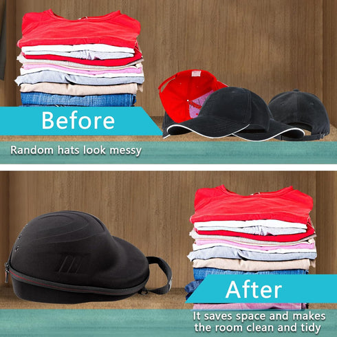 Glamgen Hard Hat Case for Baseball Caps, Travel Carrier with One Black Cap, Adjustable Shoulder Strap