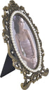 ChezMax Vintage Picture Photo Frames, 3x5 Ellipse Rose Antique Frame with Glass, Tabletop and Wall Hanging