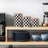 Countertop Set, 3Pcs Countertop Kitchen Ceramic Checkered Canisters Grid Pattern Kitchen Jars with Layered Shelves