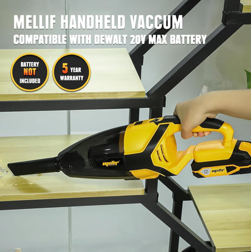 Mellif Cordless Vacuum for Dewalt 20V Max Battery, Handheld Electric Power Cleaner for Hardwood Floor, Carpet, Pet Hair