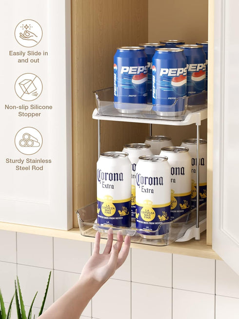Delamu 2 Sets of 2-Tier Multi-Purpose Bathroom Under Sink Organizers and Storage, Stackable Kitchen Pantry Organization