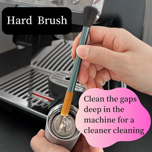 Professional Burr Grinder Brush, Dual Head Espresso Cleaning Tool with Aluminum Handle for Baristas and Kitchen