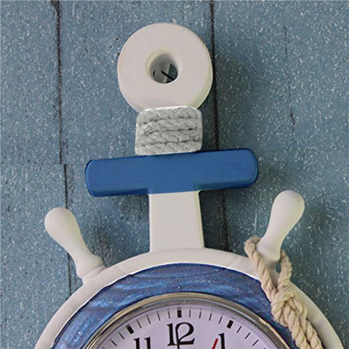 Nautical Wheel Rudder Steering Wheel Decor, Mediterranean Style Anchor Clock Beach Sea Theme Wall Hanging Decoration
