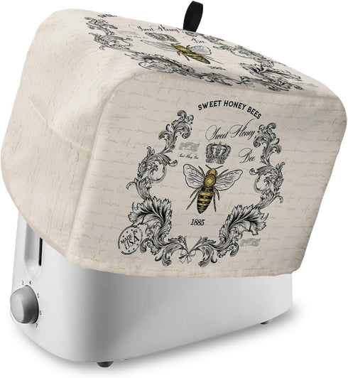 Toaster Cover 2 Slice Sweet Honey Bees, Bread Toaster Oven Cover with Pockets, Small Kitchen Appliance Dust Protection