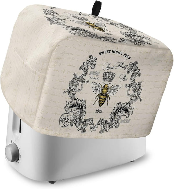 Toaster Cover 2 Slice Sweet Honey Bees, Bread Toaster Oven Cover with Pockets, Small Kitchen Appliance Dust Protection