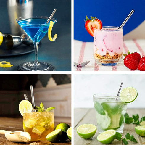 Teivio 12 Pack + Cleaning Brush, 5-inch Extra Short Reusable Stainless Steel Drink Straws for Cocktails