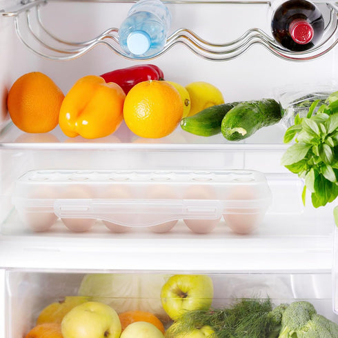 Egg Holder for Fridge, Portable Egg Organizer Tray with Lid, Stackable Storage with Safety Buckle for 12 Eggs