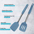 2 Pack Solid & Slotted Silicone Spatula Set, Stainless Steel Handle, Non Stick, Heat Resistant, Starry Blue