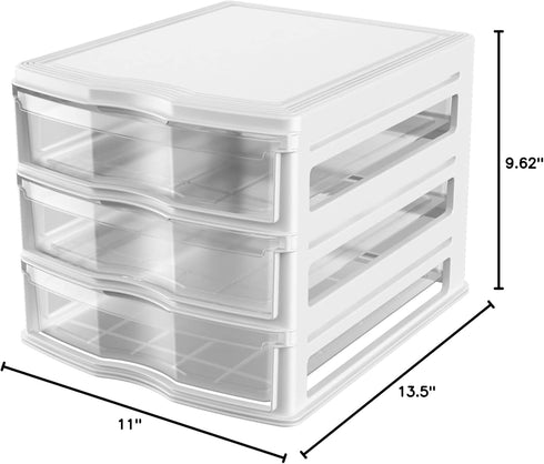 Life Story 3 Drawer Stackable Shelf Organizer, Plastic Storage Drawers for Bathroom, Makeup, or Pantry Organization