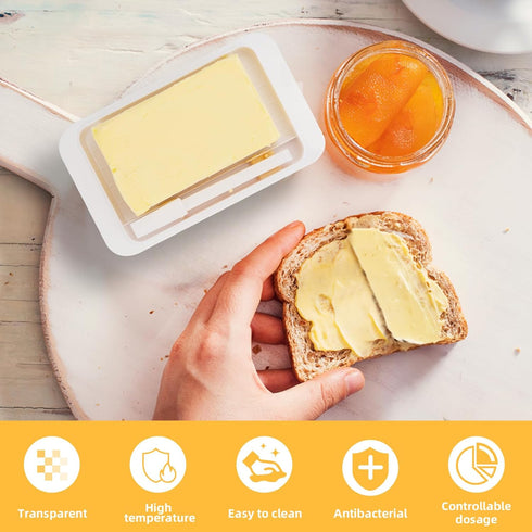 BRIDZON Countertop Countertop Butter Dish for and Fridge, Large Airtight Butter Box with Lid for & Travel, Clear Cover