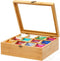 RoyalHouse Big Natural Bamboo Tea Storage Organizer with Clear Acrylic Top Window,
