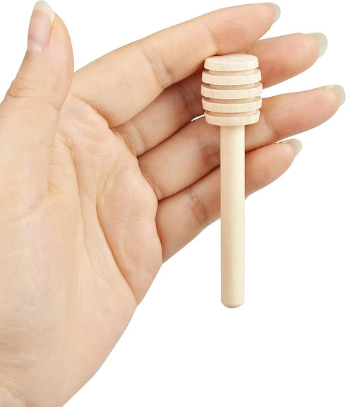 Ucheom 3Pcs Wooden Honey Dipper Sticks, Mini Honey Spoon for Honey Jar Dispense Mixing Stirrer