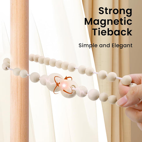 4 Pack, KLOGTSIND Magnetic Curtain Tiebacks, Curtain Tie Backs for Curtains Wood Bead Curtain Tiebacks, Curtain Holders