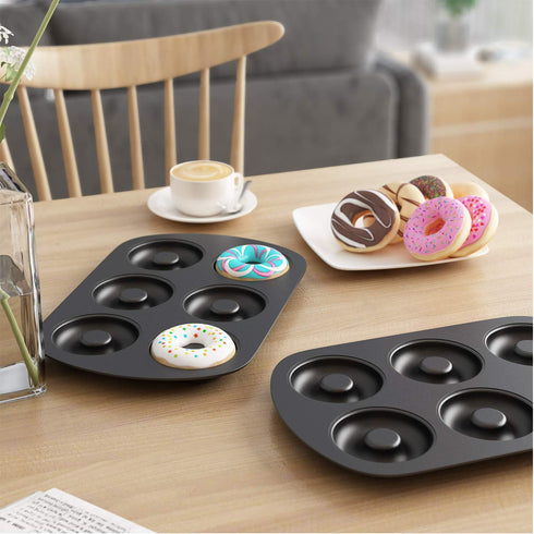 Tiawudi Non-Stick 6-Cavity Donut Baking Pans, Set of 2 for Full-Sized 3 1/4" Donuts