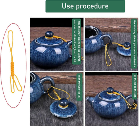 6 Pack Teapot Rope Hand-Woven Glass Kettle Ropes, Ceramic Teapots Lid Anti-drop Cord, Porcelain Cup Tea Set Accessories