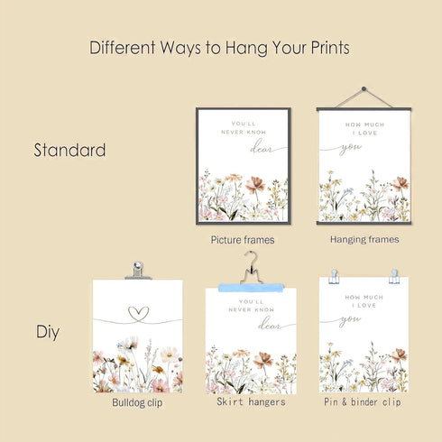 JBZDD 3Pcs Unframed12x16in Wildflower Nursery Wall Art Boho Botanical Flower Sentences Posters Girl Nurseries Print