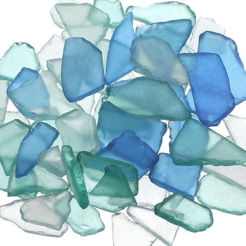 Jetec Sea Glass for Crafts, Flat Frosted Sea Glass Pieces for Beach Wedding Party Decor, Home Aquarium Supplies