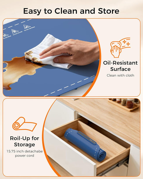 3 Settings, 10s COWSAR Food Warming Mat, Silicone Electric Warming Tray for Buffet Party and Home, Temp Fast Heating