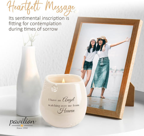 Pavilion Light Your Way Memorial Ceramic Vessel, 100% Soy Wax Candle, 8 oz, White