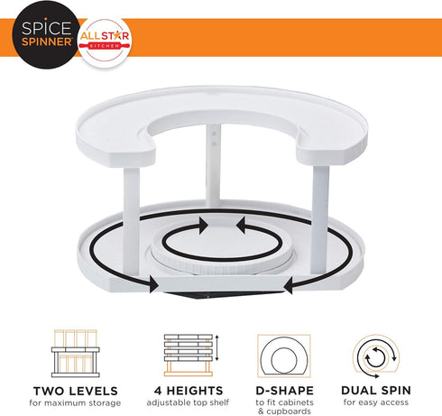 Allstar Innovations Spice Spinner Two-Tiered Spice Organizer & Holder That Saves Space, Keeps Everything Neat