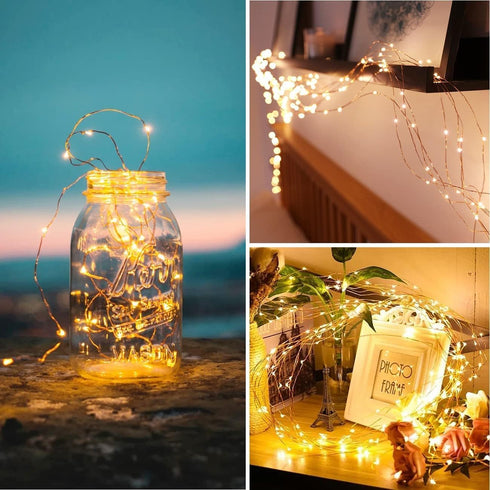 Efirisey in,99ft 300 Fairy Lights Plug LEDs Christmas Lights Indoor Outdoor Warm White Copper Wire,Long Led Fairy