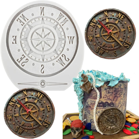 Steampunk Compass Fondant Silicone Mold for Cake Decorating, Cupcake Topper, Candy Chocolate