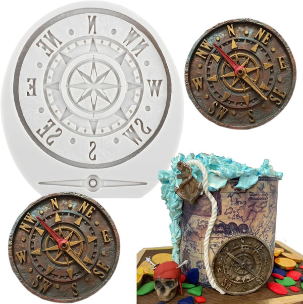 Steampunk Compass Fondant Silicone Mold for Cake Decorating, Cupcake Topper, Candy Chocolate