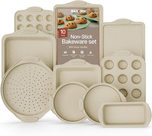BAKKEN Kitchen Oven Baking Pans - Nonstick Gray Coating, Carbon Steel Bakeware