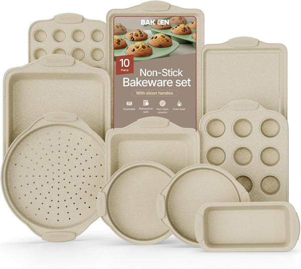 BAKKEN Kitchen Oven Baking Pans - Nonstick Gray Coating, Carbon Steel Bakeware