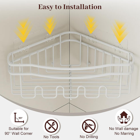 STAHLHEART 3-Pack White Shower Caddy Corner, Adhesive Shower Shelves for Inside Shower, Rustproof Bathroom Organizer