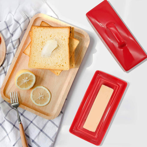 Porcelain,7" Countertop Butter Dish with Lid, Butter Keeper Butter Dishes-Dishwasher Safe, Ceramic Butter Dish