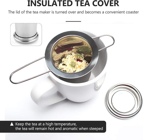 Tea Infuser, Stainless Steel Tea Steeper with Fine Mesh Filters, Large Capacity Strainer for Loose Leaf Tea