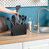 ALELION Black Utensil Holder for Kitchen Counter - 2 Compartment Large Kitchen Utensil Caddy Organizer for Countertop - Kitchen Tool Holder for Spatula Ladles