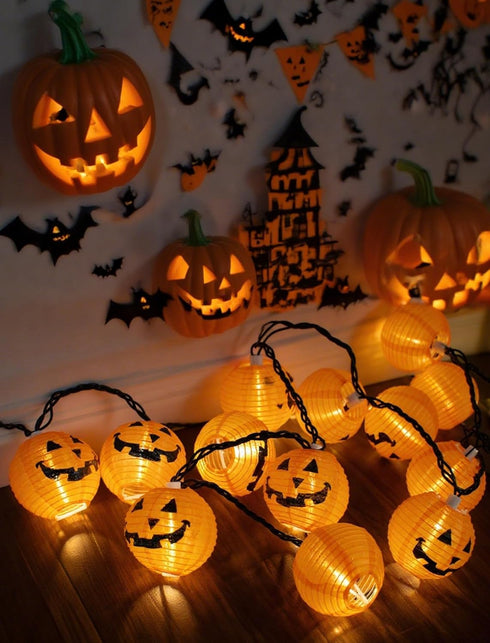 Adirxon 12ft 20 Charming Halloween Christmas Pumpkin Lantern Lights, LED UL Certified String Lights, Unique Fabric Jack