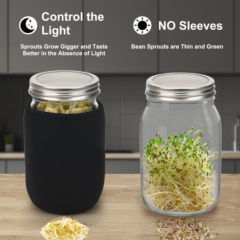 Lulonpon Sprouting Kit, 2 Sprouting Jar Kits with Stainless Steel Screen Lids, Seed Sprouter Set for Broccoli
