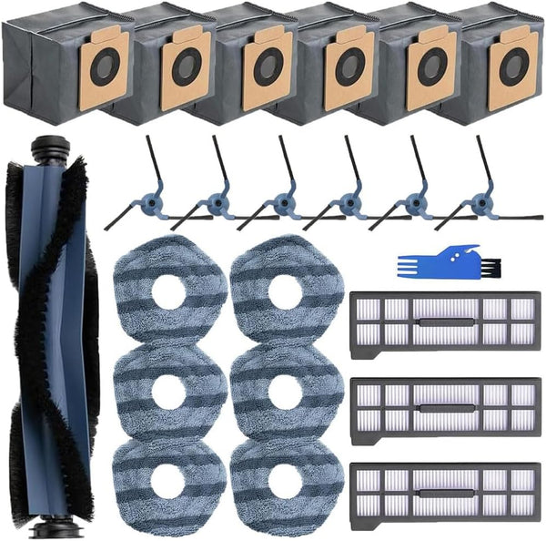 eufy X10 Pro Omni Robot Vacuum Replacement Parts Kit, 1 Roller Brush, 3 HEPA Filters, 6 Side Brushes, 6 Mop Cloths, 6