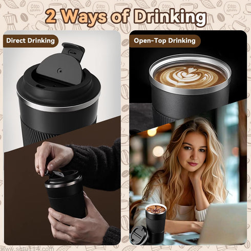 Baodaadan 12OZ Travel Coffee Mug Insulated Coffee Cup with Spill Leak Proof Lid, Portable Stainless Steel Tumbler