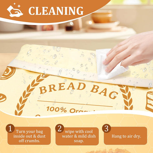 2 Pack Beeswax Bread Bags for Sourdough & Homemade Bread - Natural Cotton Sourdough Reusable Beeswax Food Storage Bag