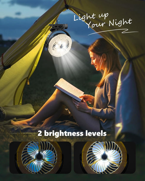 3-in-1 100ML 5200mAh 360 3 Ausic Portable Clip on Fan with Misting & LED Lights & Hook, Baby Stroller Fan, Rechargeable