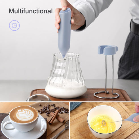 Powerful Electric Milk Frother Set, Rechargeable Drink Blender with Stand, Handheld Milk Frother for Coffee,