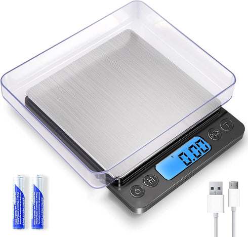 MEIYA Small Digital Gram Scale 1000g by 0.01g, High Accuracy Kitchen Scale for Cooking, Baking, USB Charging