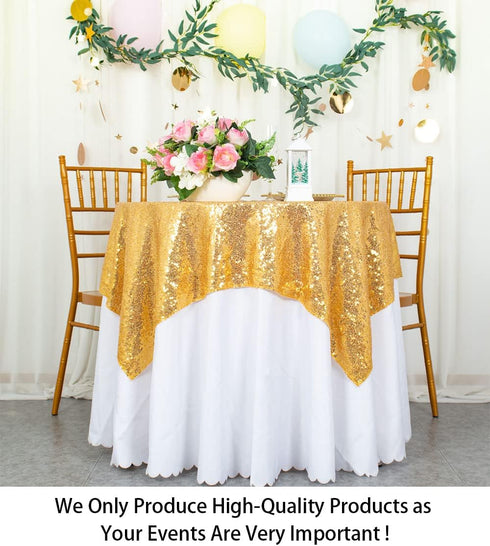 ShinyBeauty Gold Sequin Tablecloth - Sequin Table Overlay for Wedding/Party/Event Decoration (36inx36in)