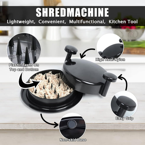 Chicken Shredder Tool Twist, Non-Skid Base Meat Shredder with Handles for Beef, Pork, and Chicken (Black)