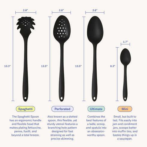 GIR Heat-Resistant Kitchen Spoons, Nonstick for Mixing and Cooking, Ultimate 13 IN, Black
