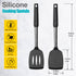 2 Pack Spatulas, Solid & Slotted Silicone Spatula Set, Stainless Steel Handle Coated with Silicone, Non Stick Turners, Heat Resistant Rubber Spatulas for Fish, Eggs, Pancakes, WOK, Black by Vovoly