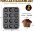 HONGBAKE Muffin Pan for Baking, Nonstick 12 Cup Cupcake Tin, 2 Pack Premium Cheesecake Pans, Dishwasher Safe - Dark Grey