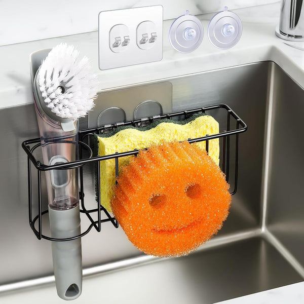 3-IN-1 Multiuse Sponge Holder for Kitchen Sink, Sponge Caddy for Scrub Daddy/Scrub