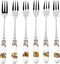 Spode Woodland 6" Pastry Fork, Assorted Bird Motifs - Porcelain Handle & Steel Dessert Fork
