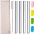 Boba Straws Reusable Metal Smoothies Jumbo Bubble Tea Straws with Silicone Tips Carry Bag (4 Pack)