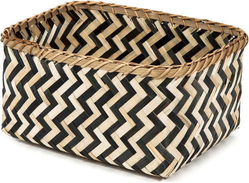 Compactor X-Large Bamboo Zebra Basket, Black/Natural